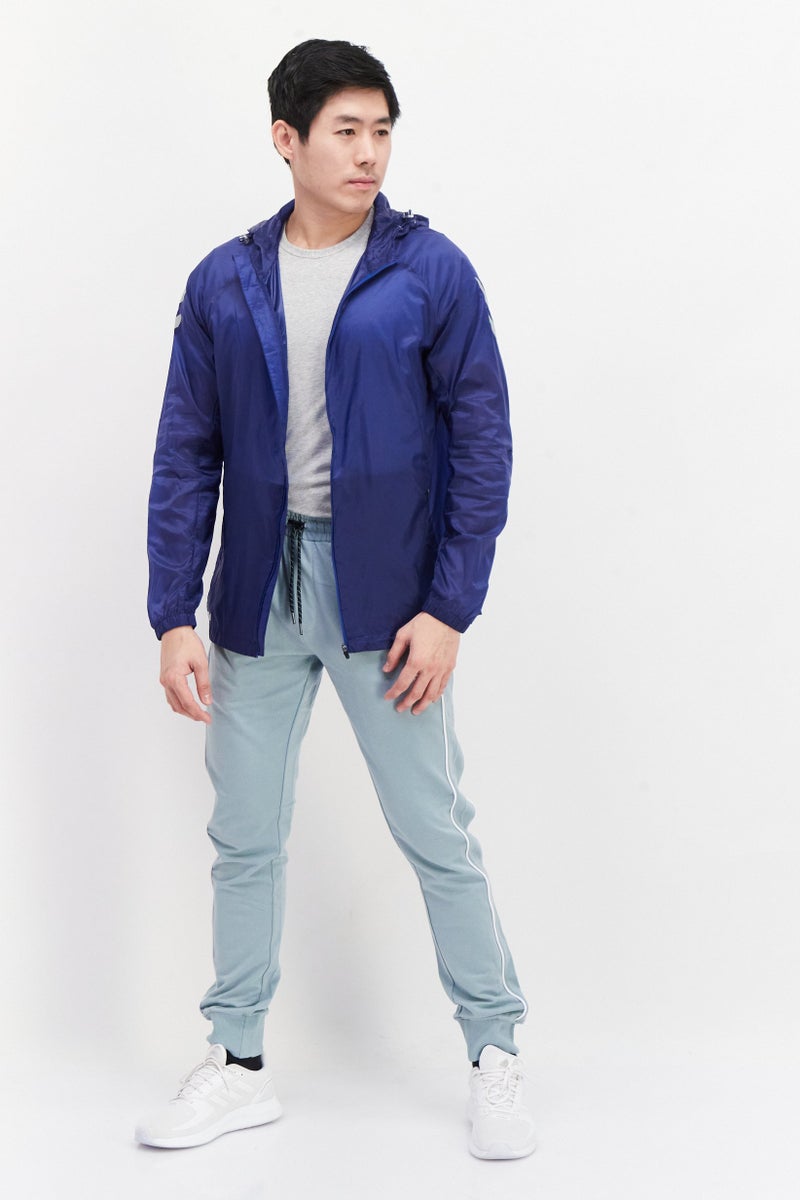 Hummel جاكيت رياضي للرجال بأكمام طويلة مناسب للجري، لون كحلي - Image 2