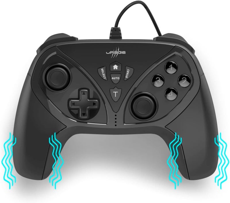 uRage Gaming Controller, Wired USB‑A PC Gamepad, 4 Rear Macro Keys, Dual Vibration, 8‑Way D‑Pad, 2 Triggers, 2 Shoulder Buttons, 2 Analog Sticks, 2 m Cable, 240 g, Windows 11/10/8/7 – Black - Image 3