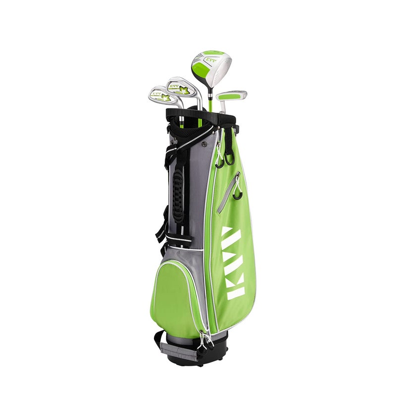 KVV Junior Complete Golf Club Set for Kids/Children Right Hand, 4-Piece Set Includes Oversize Driver, S# & 7# Irons, Putter, Head Cover, Portable Golf Stand Bag(Lime 8-10) - Image 2