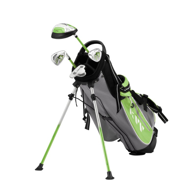 KVV Junior Complete Golf Club Set for Kids/Children Right Hand, 4-Piece Set Includes Oversize Driver, S# & 7# Irons, Putter, Head Cover, Portable Golf Stand Bag(Lime 8-10) - Image 1