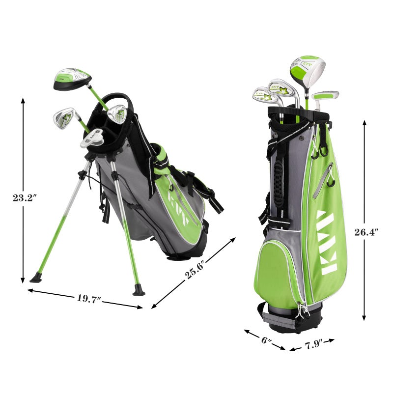KVV Junior Complete Golf Club Set for Kids/Children Right Hand, 4-Piece Set Includes Oversize Driver, S# & 7# Irons, Putter, Head Cover, Portable Golf Stand Bag(Lime 8-10) - Image 4
