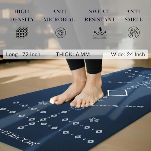 ThinkArtDecor Think Art Decor Alignment Yoga Mat With Strap For Men, Women, Kids | Anti-Slip Extra thick, long & Wide Exercise Sports Mat for Workout, Fitness, Yoga, Gym, Home & Pilates (24X72 inch, Sapphire Blue) - Image 2