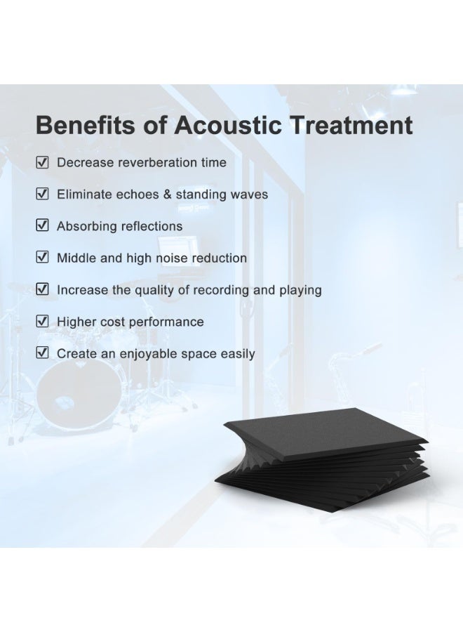 WALALLA Soundproof Wall Panels, 12 Pack Self-Adhesive Acoustic Panels Sound Absorbing Panel Noise Cancelling Wall Panels Sound Dampening Panels For Wall Door Ceiling 12X12 X0.4 inch/30X30X1cm, Black - Image 5