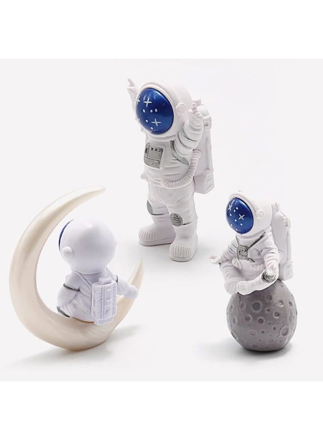 Shibeiparts 4 Pcs Miniature Astronaut Figurines Decorations Spaceman Statues Space Theme Desktop Decorations Cake Topper Space Cake Decorations Spaceman Astronaut Theme Children Toys Party Decors (Blue) - Image 4
