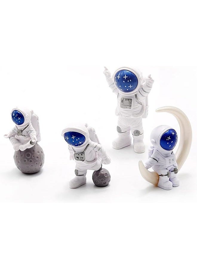 Shibeiparts 4 Pcs Miniature Astronaut Figurines Decorations Spaceman Statues Space Theme Desktop Decorations Cake Topper Space Cake Decorations Spaceman Astronaut Theme Children Toys Party Decors (Blue) - Image 1