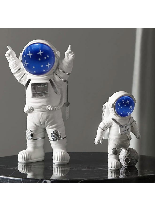 Shibeiparts 4 Pcs Miniature Astronaut Figurines Decorations Spaceman Statues Space Theme Desktop Decorations Cake Topper Space Cake Decorations Spaceman Astronaut Theme Children Toys Party Decors (Blue) - Image 5