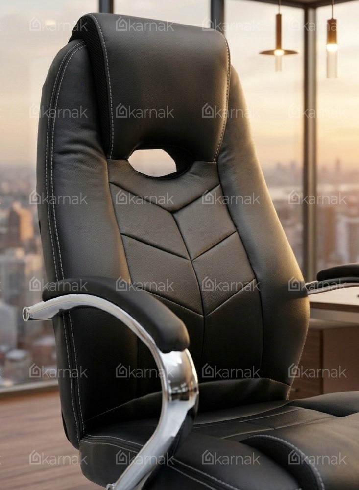 Karnak Adorna Ergonomic Office Chair | Leather Executive Mesh Lumbar Support Chair | Adjustable Height 360° Swivel Gaming Office Chair for Home & Office Furniture (Black) - Image 5