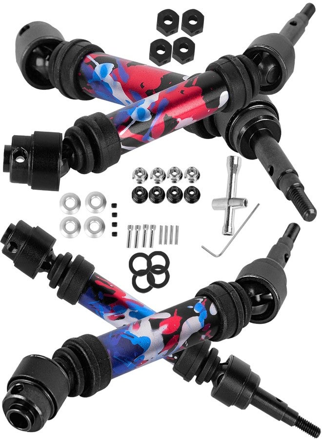 RCHuiWow RC Driveshafts Axles Upgrades Part for 1/10 4WD Slash 4x4(VXL),Rustler 4x4(VXL),Stampede 4x4(VXL),Jat0 4X4(VXL),Steel Front Rear CVD Drive Shaft Hops Up,Replace #9051#9052,Colourful - Image 1