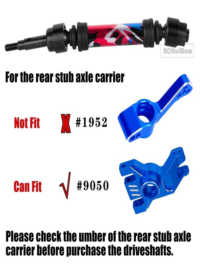 RCHuiWow RC Driveshafts Axles Upgrades Part for 1/10 4WD Slash 4x4(VXL),Rustler 4x4(VXL),Stampede 4x4(VXL),Jat0 4X4(VXL),Steel Front Rear CVD Drive Shaft Hops Up,Replace #9051#9052,Colourful - Image 3