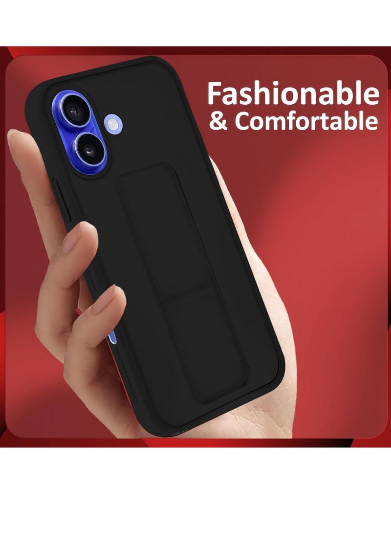 ELTRAZONE Black Magnetic Car Mount Case for iPhone 16 – Premium Silicone Kickstand with Hand Strap - Image 4