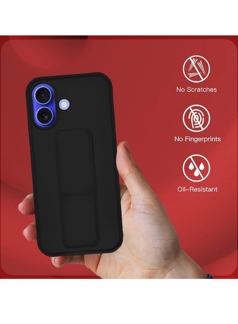 ELTRAZONE Black Magnetic Car Mount Case for iPhone 16 – Premium Silicone Kickstand with Hand Strap - Image 5