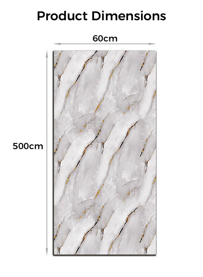 عنيد لفة واحدة من ورق جدران بنمط رخامي، ملصق مقاوم للزيت والماء للمطبخ، ورق جدران مقاوم لدرجات الحرارة العالية، ملصق جداري للمطبخ والحمام (60 × 500 سم) - Image 3