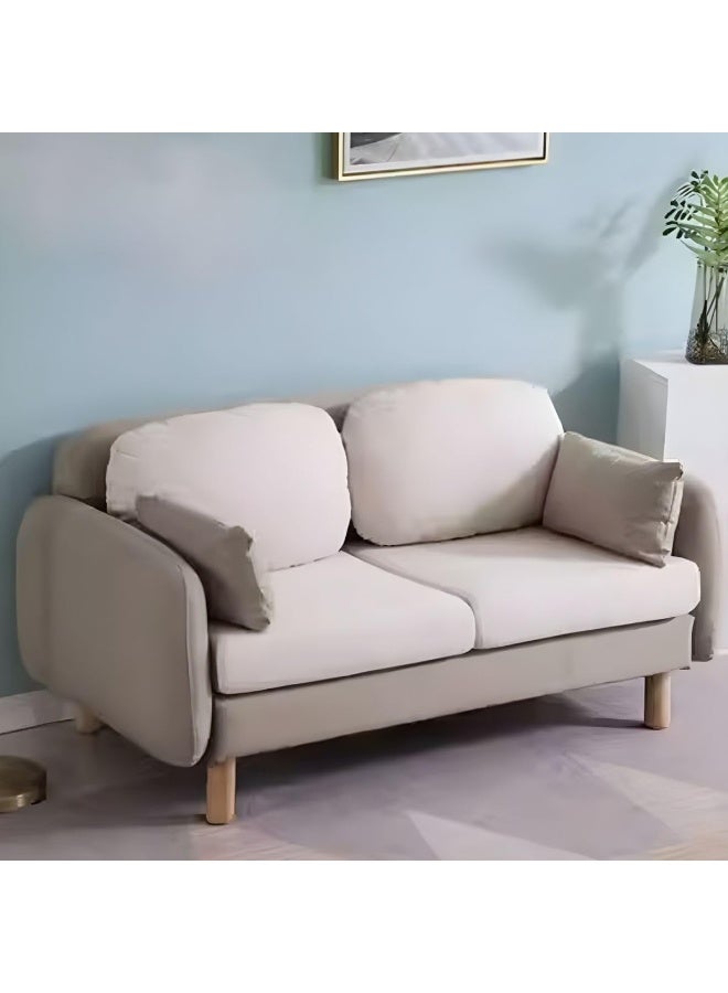 Zayn comforts Minimalist Modern Loveseat â€“ 2-Seater Fabric Sofa with Square Arms for Compact Living (Khaki/Beige) - Image 1