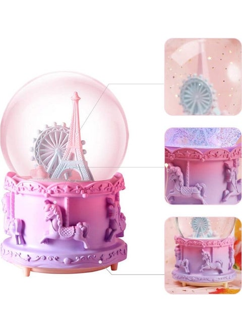 Colorful Eiffel Tower Medium Lighted Musical Snow Globe