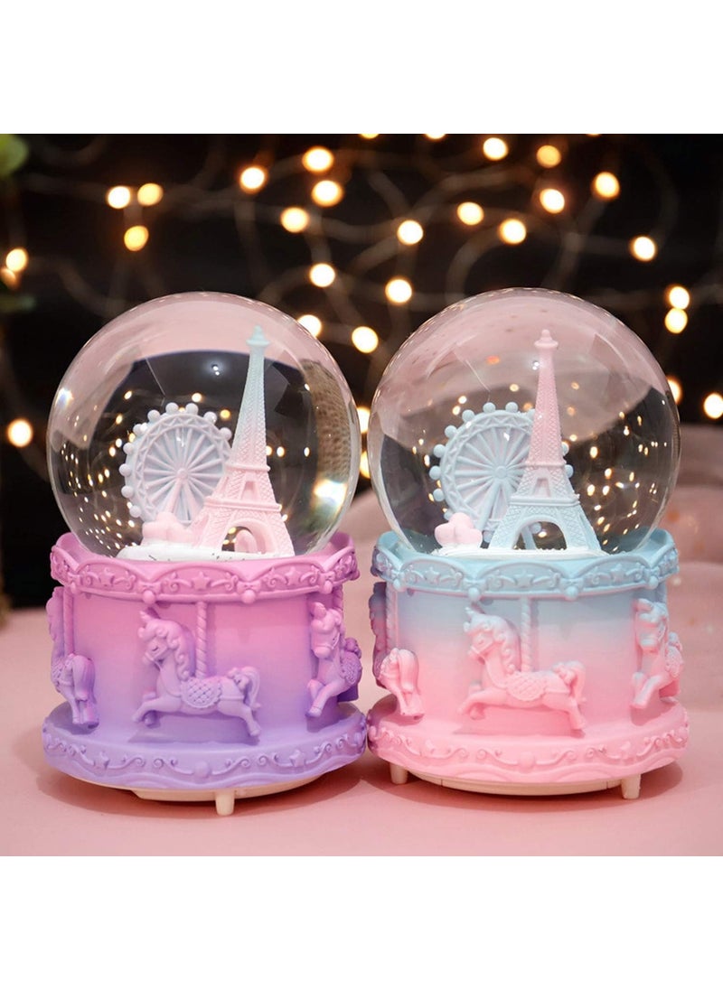 Keyfimshop - Colorful Eiffel Tower Medium Lighted Musical Snow Globe - Image 1