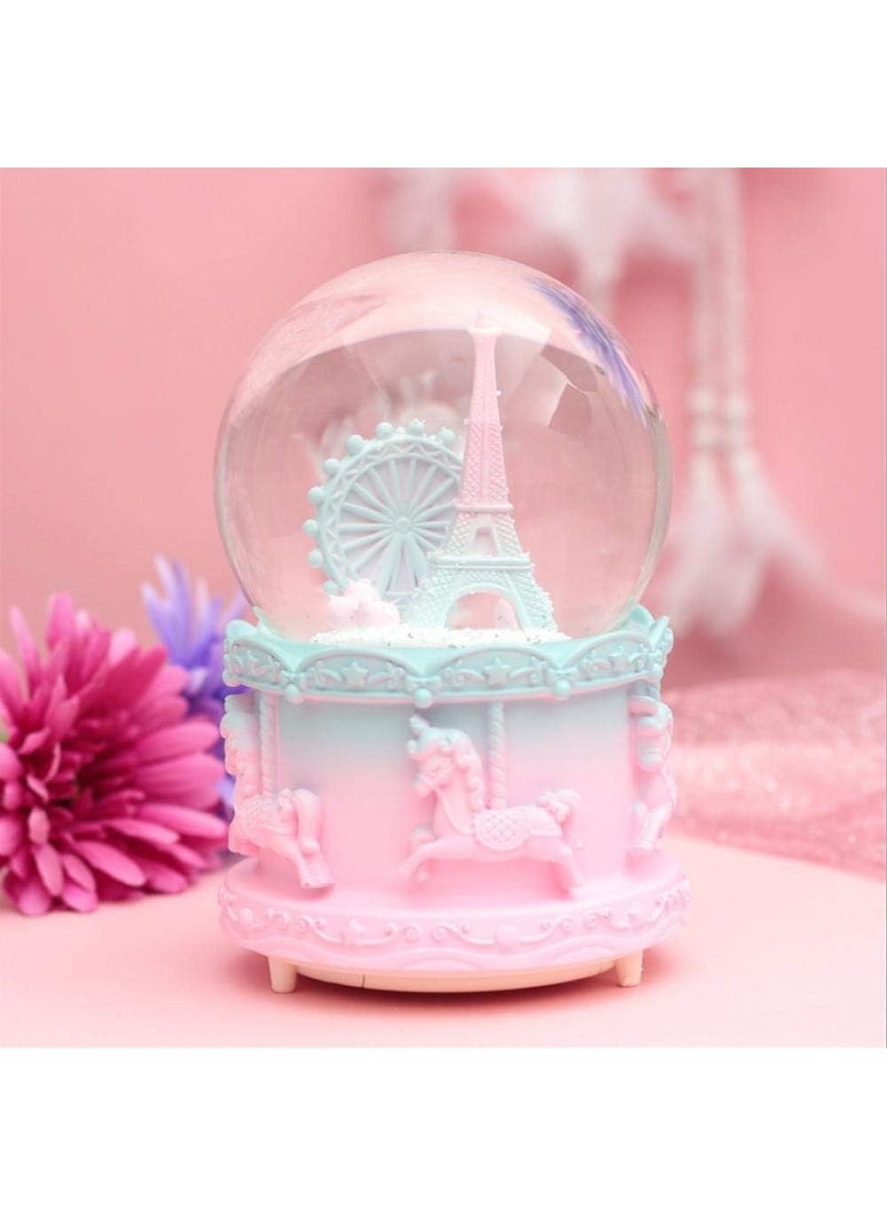 Keyfimshop - Colorful Eiffel Tower Medium Lighted Musical Snow Globe - Image 1