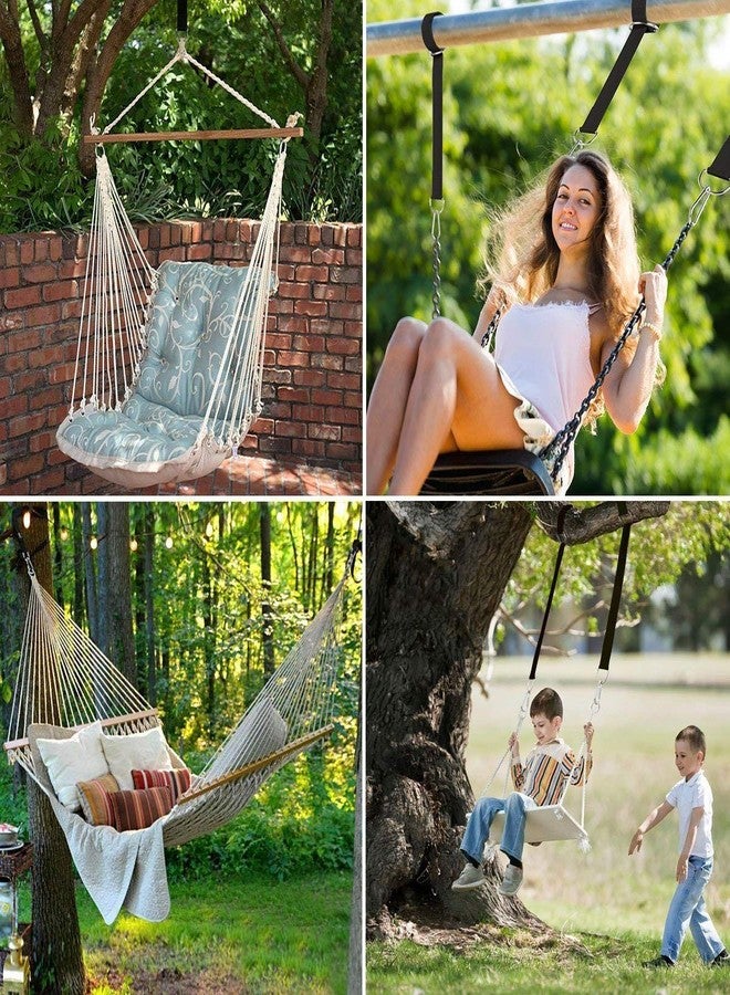 طقم أحزمة تعليق أرجوحة الأشجار من لايف كوك، بطول 4 أقدام، متين وموثوق ومرن - يتحمل وزنًا يصل إلى 2000 رطل - سهل التركيب بفضل حلقات التثبيت القوية - مثالي للأراجيح والشبكات وغيرها - Image 4