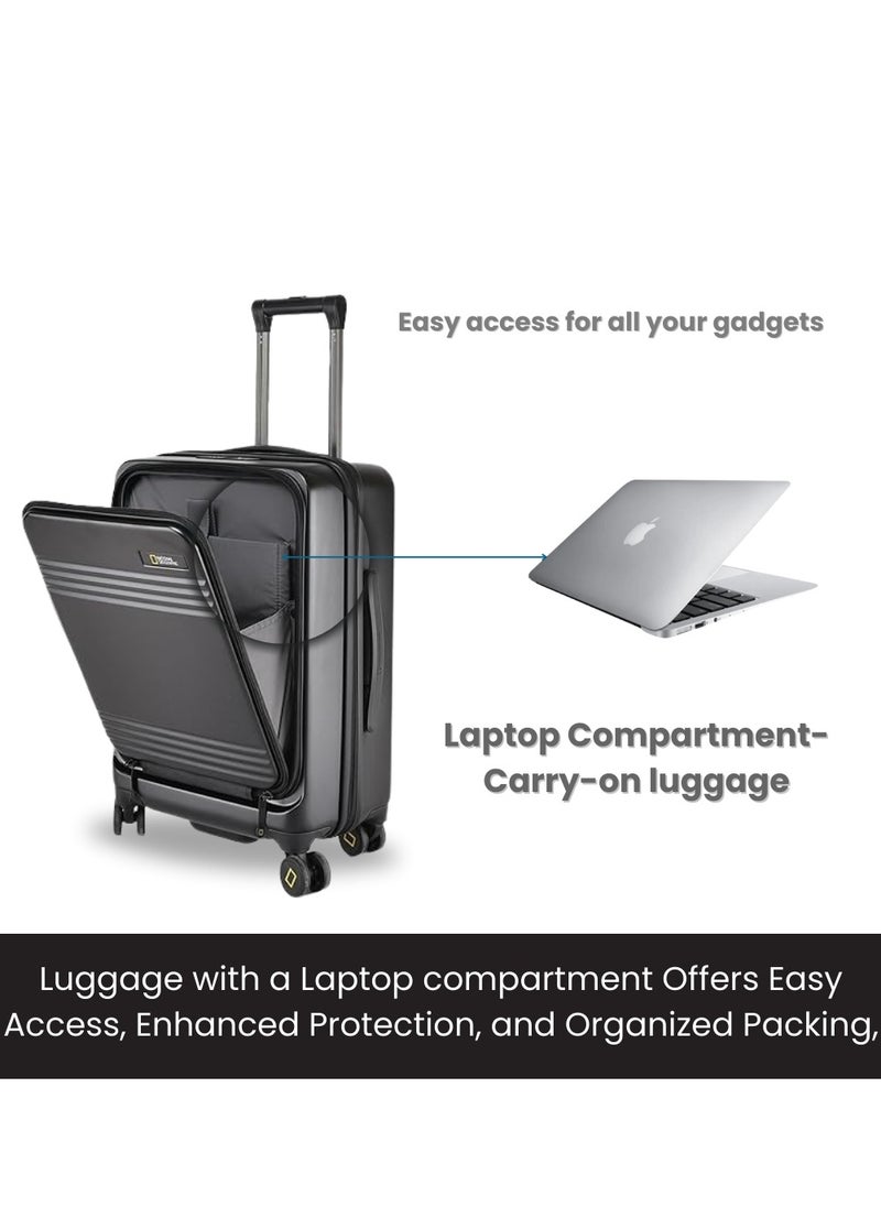 NATIONAL GEOGRAPHIC National Geographic Lodge Travel Suitcase Set, 100% PC Durable Lightweight Hard Shell Expandable Luggage, 4 Double Wheel, TSA Lock 3pcs Trolley Bag Black (20+24+28 Inch).  - Image 3