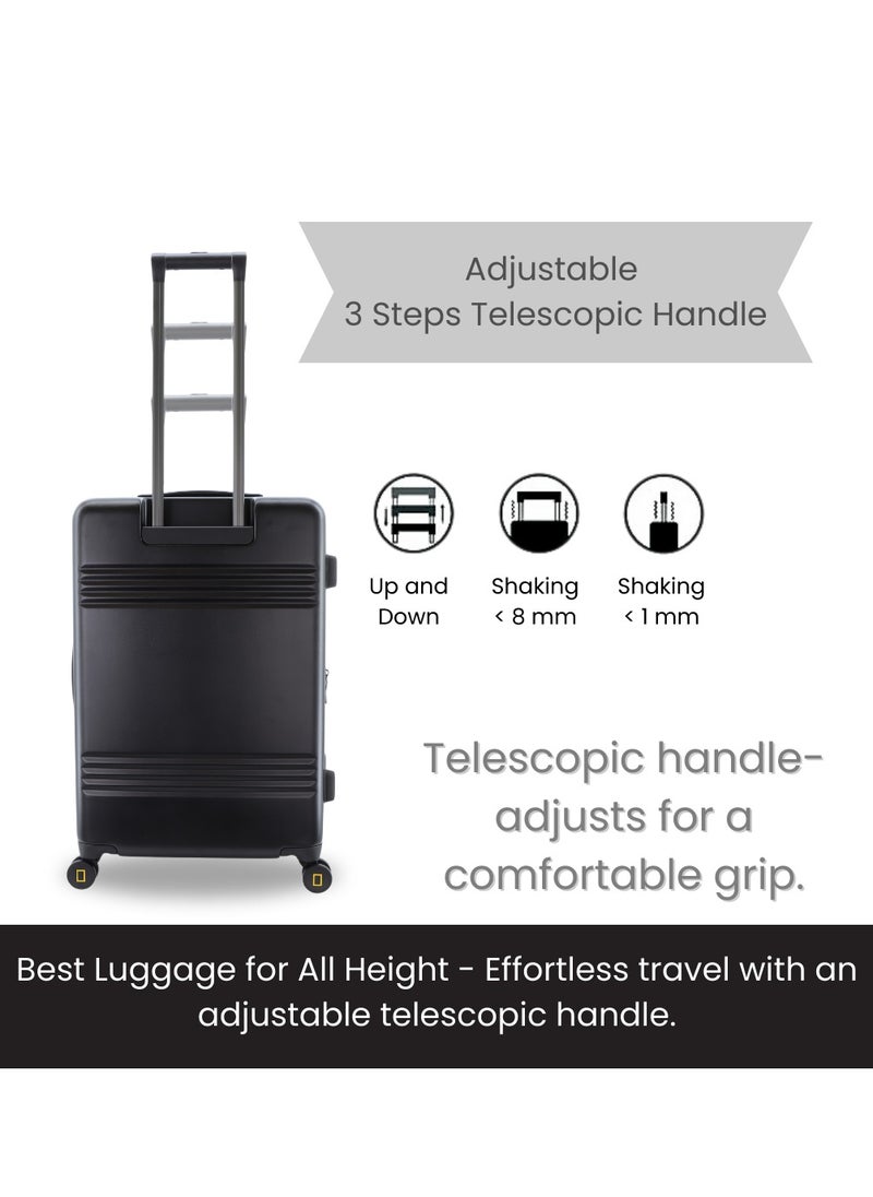 NATIONAL GEOGRAPHIC National Geographic Lodge Travel Suitcase Set, 100% PC Durable Lightweight Hard Shell Expandable Luggage, 4 Double Wheel, TSA Lock 3pcs Trolley Bag Black (20+24+28 Inch).  - Image 4