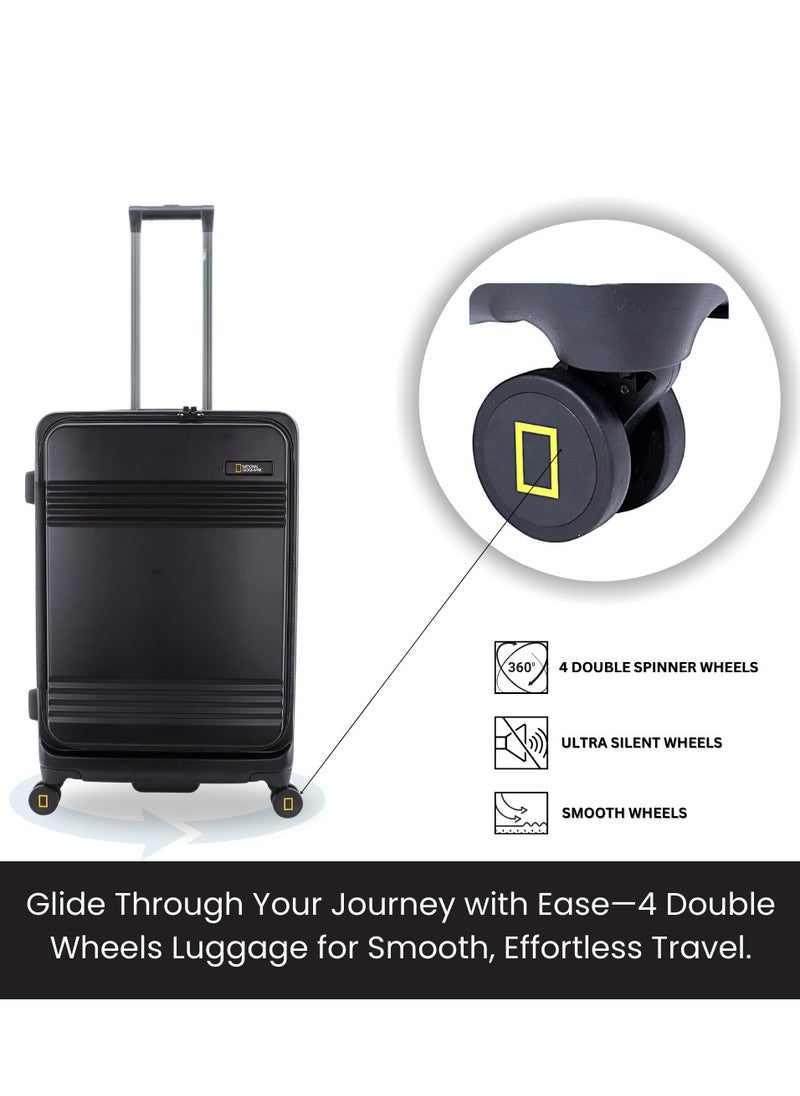 NATIONAL GEOGRAPHIC National Geographic Lodge Travel Suitcase Set, 100% PC Durable Lightweight Hard Shell Expandable Luggage, 4 Double Wheel, TSA Lock 3pcs Trolley Bag Black (20+24+28 Inch).  - Image 5