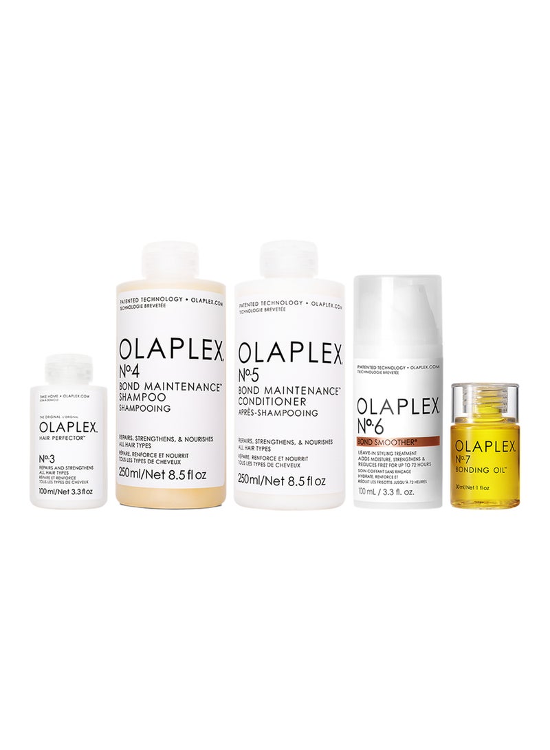Olaplex 5-Piece Perfector Shampoo Conditioner Smoother And Oil Set - Image 1