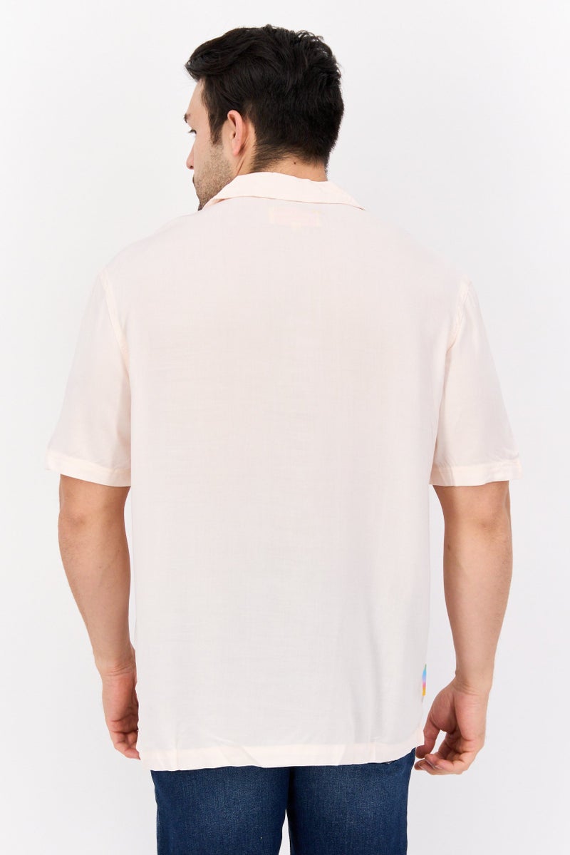 Wrangler Men Regular Fit Embroidered Short Sleeve Casual Shirts, Light Pink - Image 3
