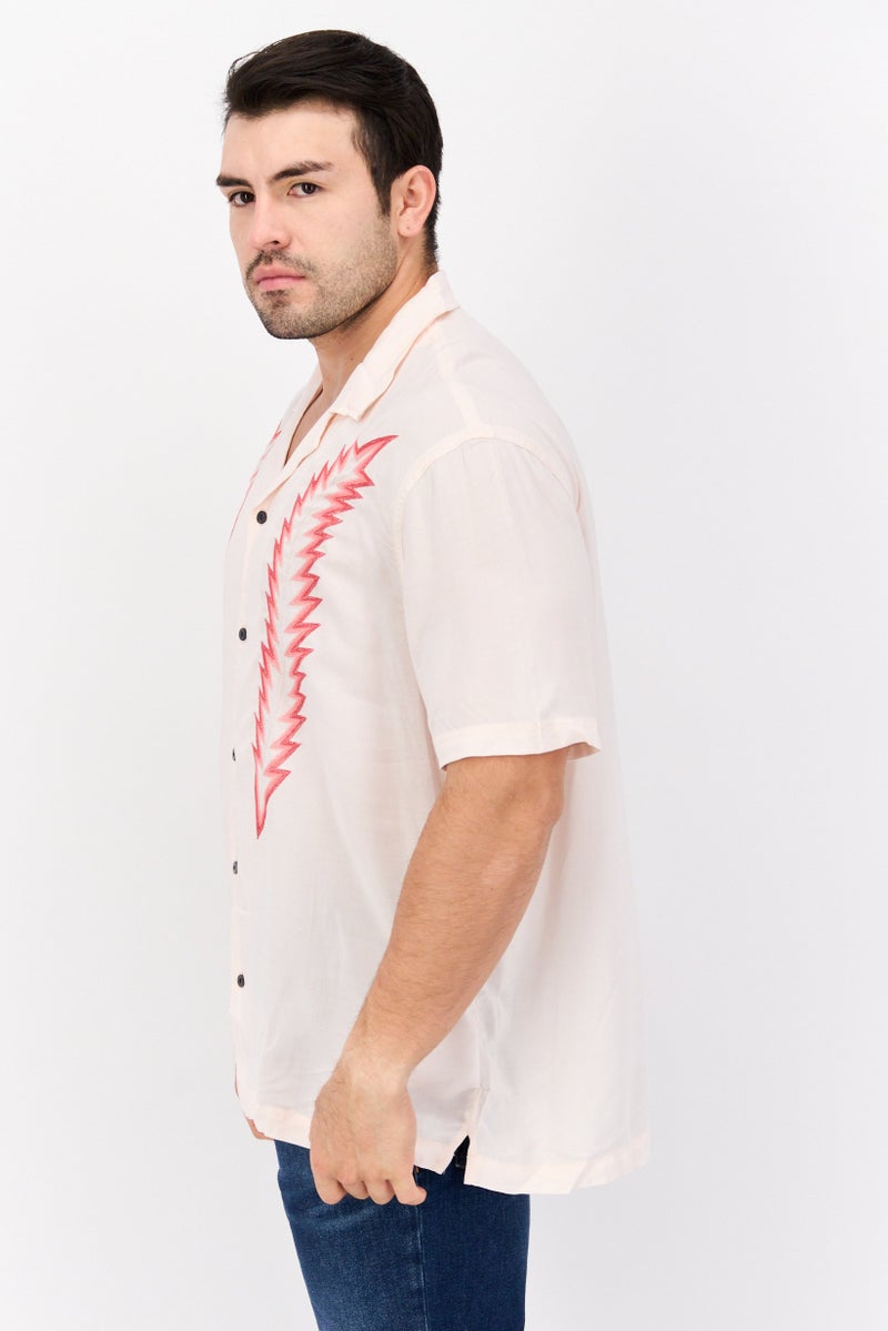 Wrangler Men Regular Fit Embroidered Short Sleeve Casual Shirts, Light Pink - Image 2
