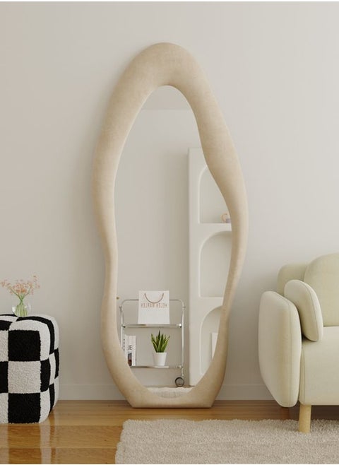 Premium Irregular Creative Modern Design Dressing Mirror Floor Full Length Mirror Aesthetic Mirror For Bedroom Livingroom Decoration White 160X50Cm