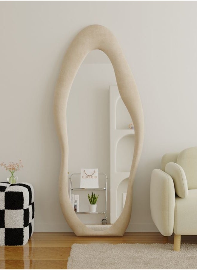 Premium Irregular Creative Modern Design Dressing Mirror Floor Full Length Mirror Aesthetic Mirror For Bedroom Livingroom Decoration White 160X50Cm
