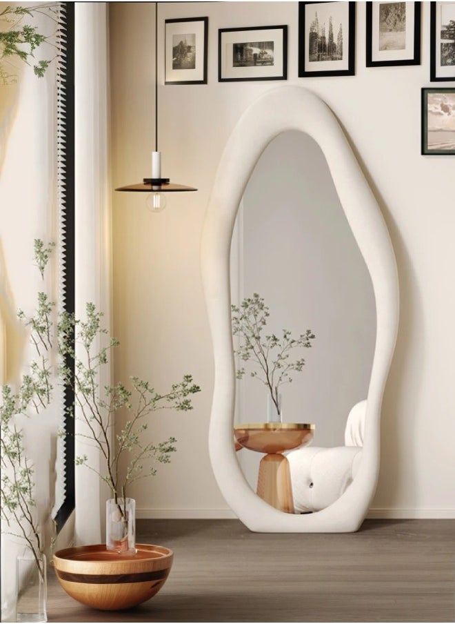 Premium Irregular Creative Modern Design Dressing Mirror Floor Full Length Mirror Aesthetic Mirror For Bedroom Livingroom Decoration White 160X50Cm