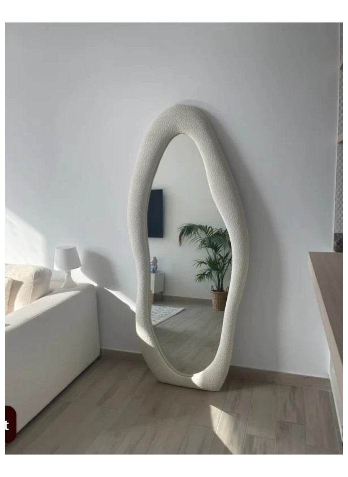 Premium Irregular Creative Modern Design Dressing Mirror Floor Full Length Mirror Aesthetic Mirror For Bedroom Livingroom Decoration White 160X50Cm