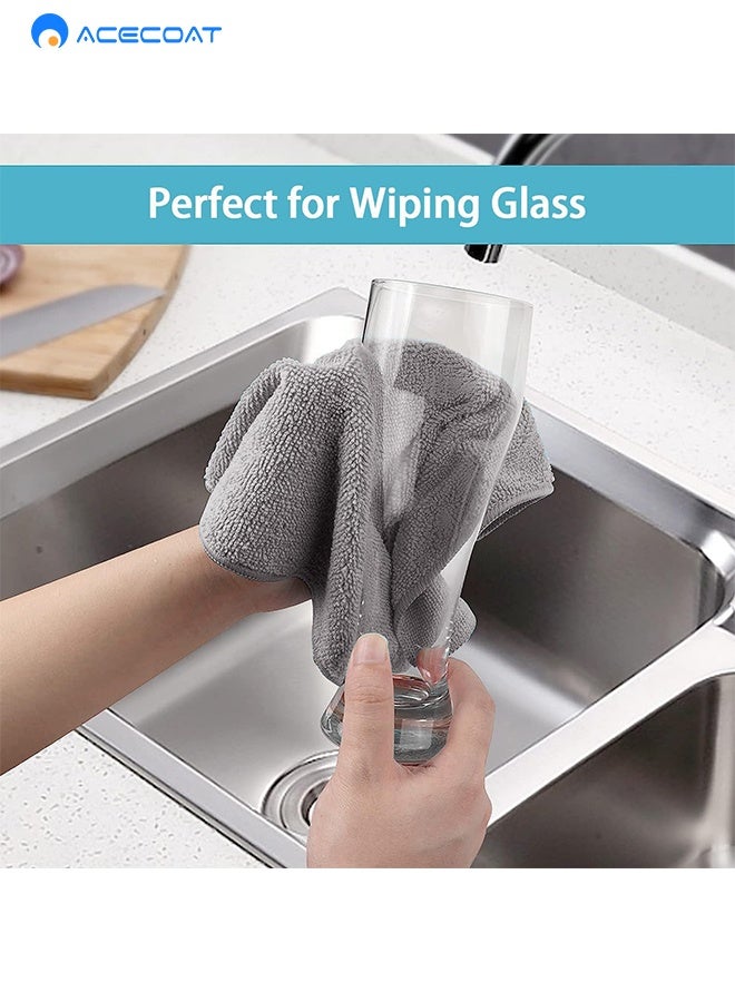 ايسكوت طقم 10 قطع مناشف مايكروفايبر رمادية امتصاص فائق ومتعددة الاستخدامات - لا تترك وبر - مناشف مايكروفايبر، مناشف تنظيف، مناشف مطبخ، مناشف حمام، مناشف سيارة، مناشف زجاج، مناشف رمادية، مناشف متعددة الاستخدامات، - Image 4
