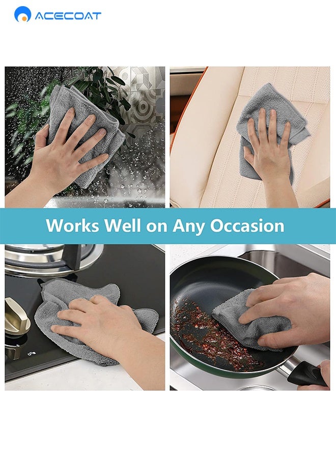 ايسكوت طقم 10 قطع مناشف مايكروفايبر رمادية امتصاص فائق ومتعددة الاستخدامات - لا تترك وبر - مناشف مايكروفايبر، مناشف تنظيف، مناشف مطبخ، مناشف حمام، مناشف سيارة، مناشف زجاج، مناشف رمادية، مناشف متعددة الاستخدامات، - Image 3