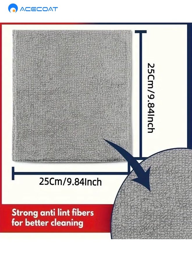ايسكوت طقم 10 قطع مناشف مايكروفايبر رمادية امتصاص فائق ومتعددة الاستخدامات - لا تترك وبر - مناشف مايكروفايبر، مناشف تنظيف، مناشف مطبخ، مناشف حمام، مناشف سيارة، مناشف زجاج، مناشف رمادية، مناشف متعددة الاستخدامات، - Image 2