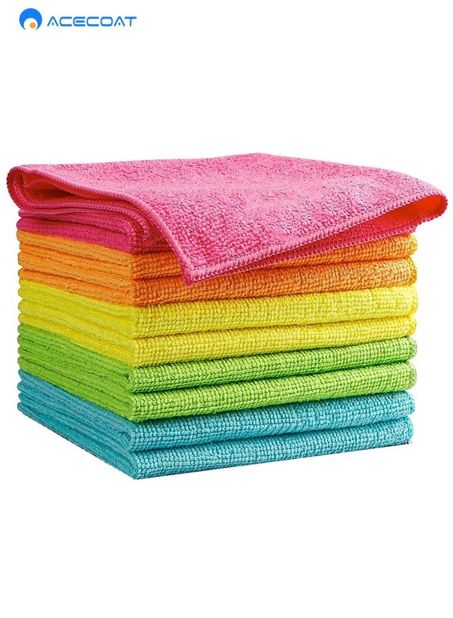ACECOAT 9.84 X 9.84 Inch Multi-Surface Microfiber Cleaning Cloths | Multicolor - (Pack Of 10) | Premium Microfiber Towels For Cleaning Glass, Kitchens, Bathrooms, Automotive - Image 1