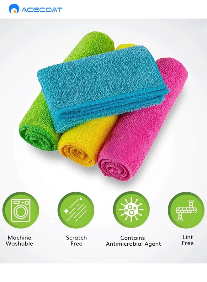 ACECOAT 9.84 X 9.84 Inch Multi-Surface Microfiber Cleaning Cloths | Multicolor - (Pack Of 10) | Premium Microfiber Towels For Cleaning Glass, Kitchens, Bathrooms, Automotive - Image 2