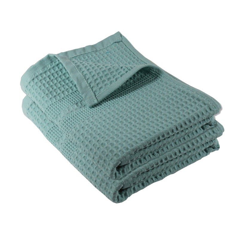 GILDEN TREE Waffle Hand Towels for Bathroom Quick Dry Towel Super Absorbent Thin 100 Cotton Hand Towels Lint Free Hand Towels for Bathroom Set of 2 Classic Style Seafoam