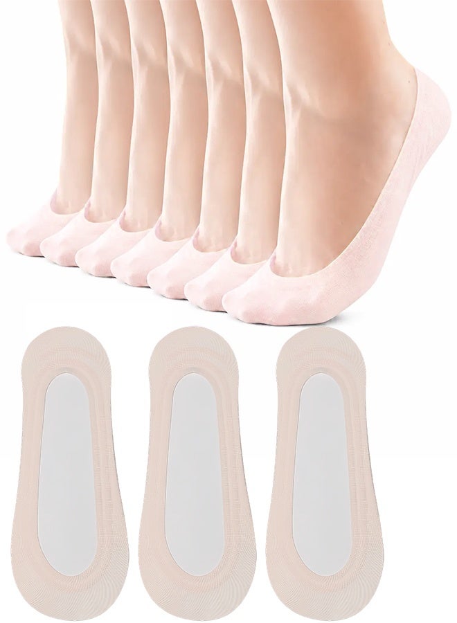 3 Pairs No Show See Invisible Socks Women, Pink Thin Nylon Liner Socks for Flats Non Slip, Spring Summer - Image 1
