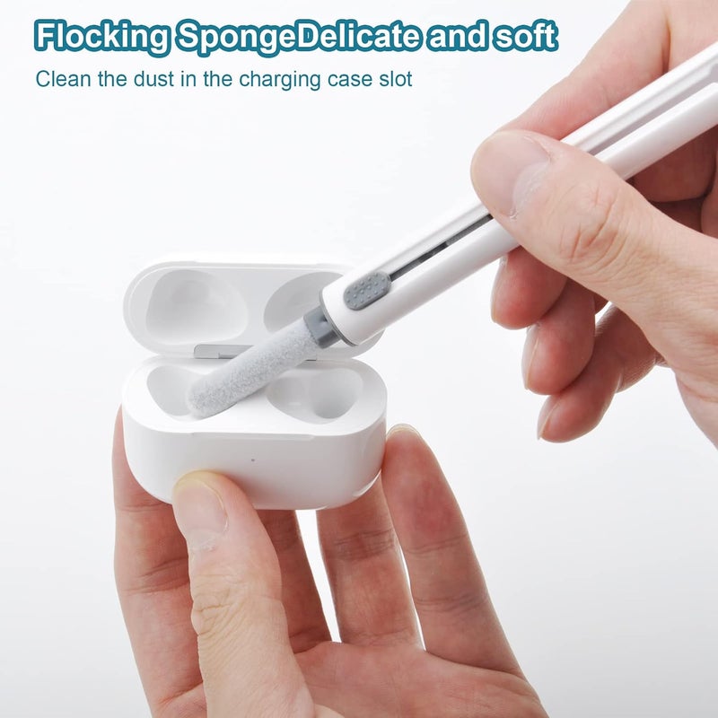Cleaning Kit for Airpods - Cleaner for Airpods - 3 in 1 Multifunctional Headphone Cleaning Set Tool Soft Brush Flocking Sponge for Huawei Samsung MI Earphones - Image 4