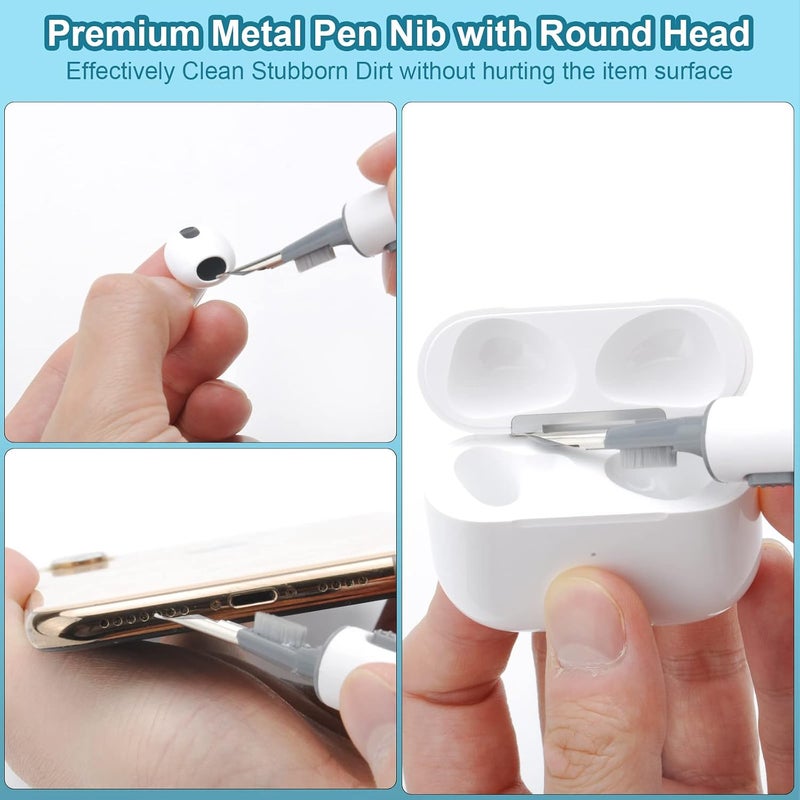 Cleaning Kit for Airpods - Cleaner for Airpods - 3 in 1 Multifunctional Headphone Cleaning Set Tool Soft Brush Flocking Sponge for Huawei Samsung MI Earphones - Image 3