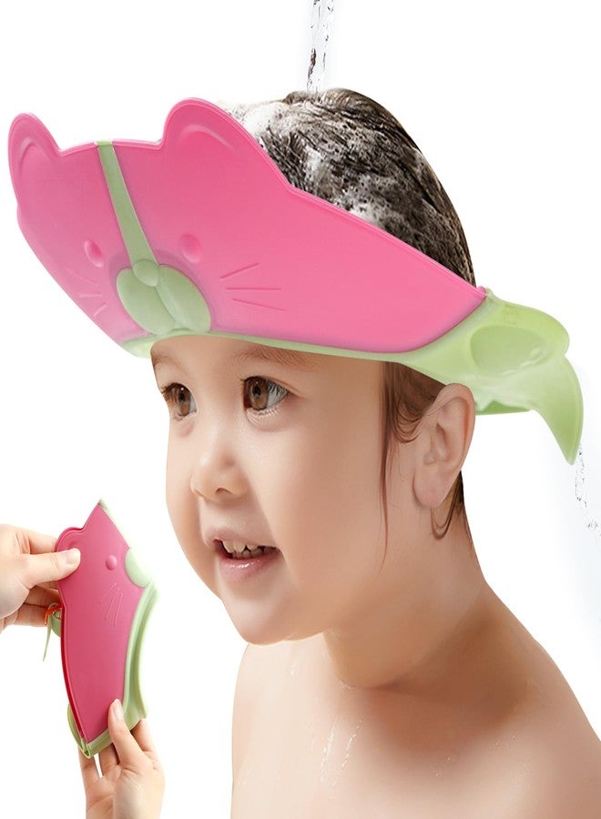 Reidio Baby Shower Cap Bathing Protection Silicone Adjustable Foldable Hair Washing Hat Shampoo Cap for Baby Toddler Kid Portable (Pink) - Image 1