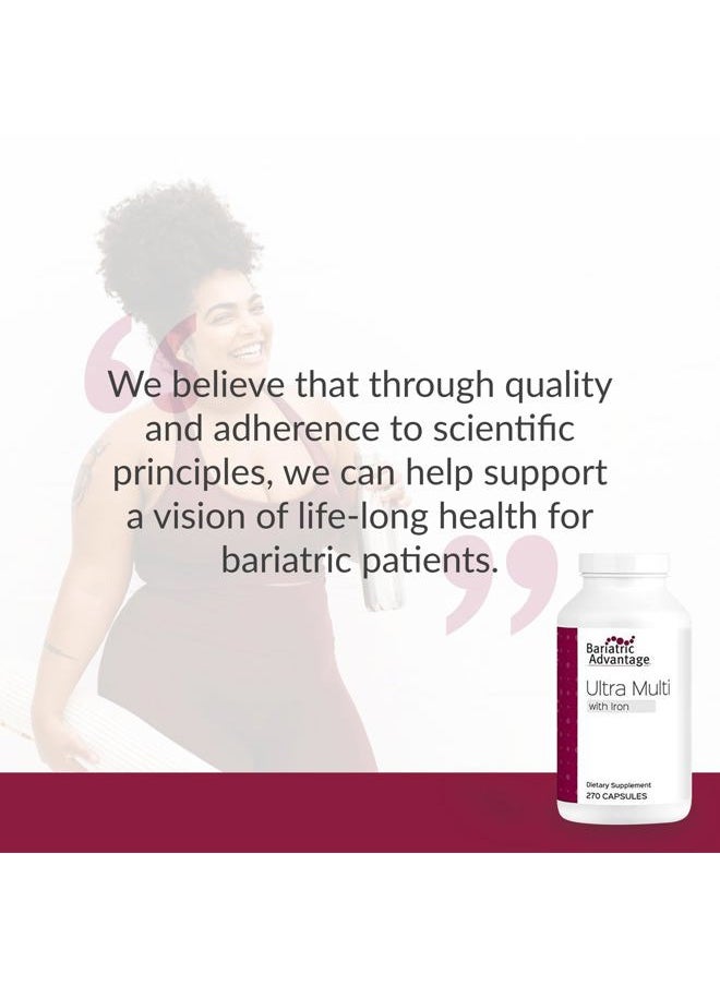 Bariatric Advantage - Ultra Multivitamin with Iron - Ultra Multi with Iron - Capsule Format Multivitamin - Provides Full Complex of B Vitamins - with Vitamin C, Chromium & More - 270 Capsules - Image 1