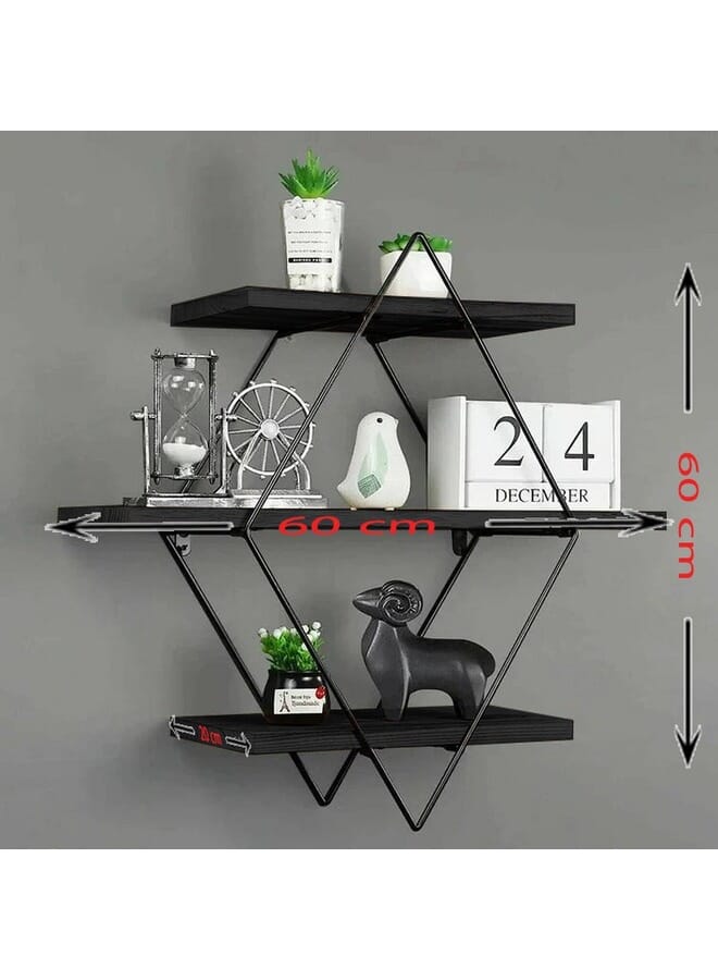 Home Gallery Vintage Floating Shelves Wooden Grey60x20x60  - Image 2