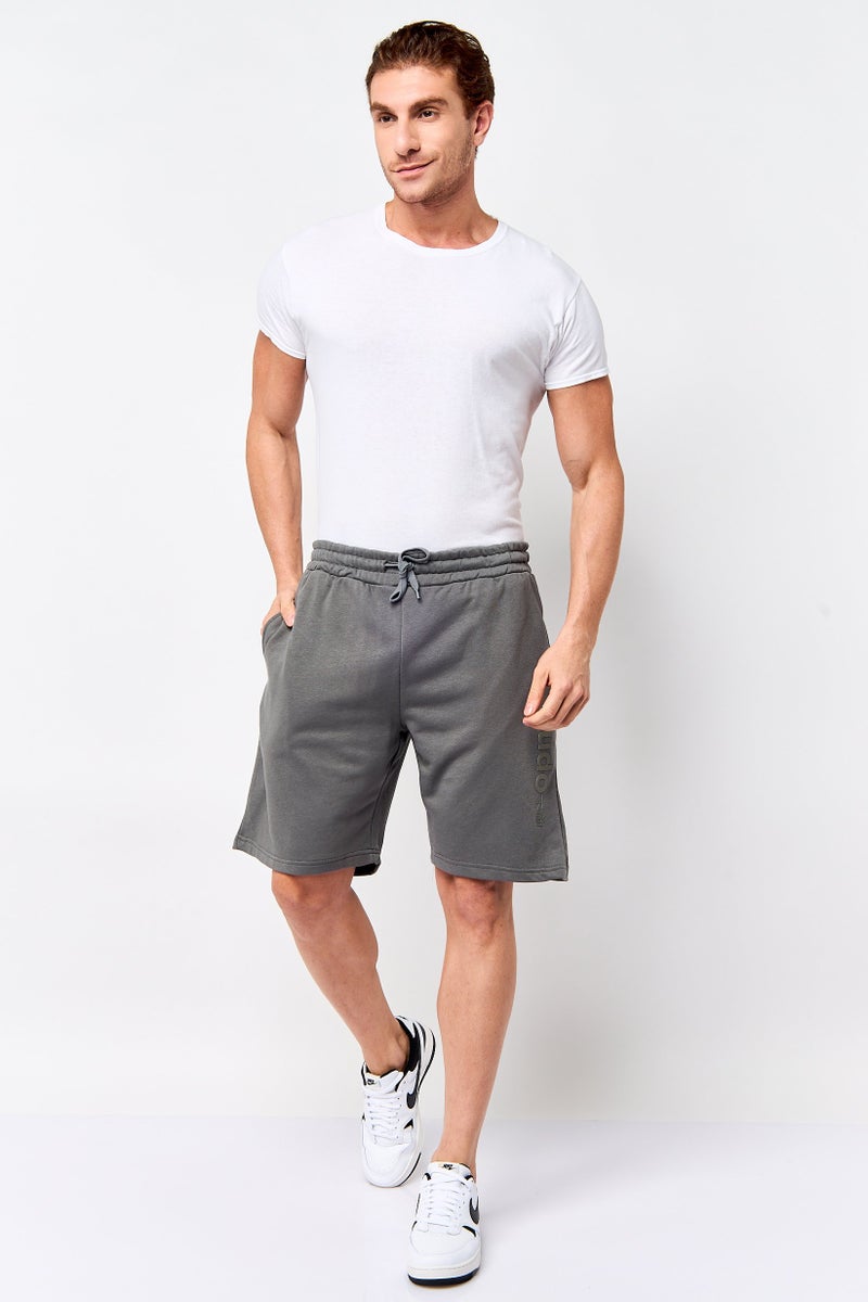 Fudo Men Brand Logo Basic Shorts, Charcoal Grey - Image 2