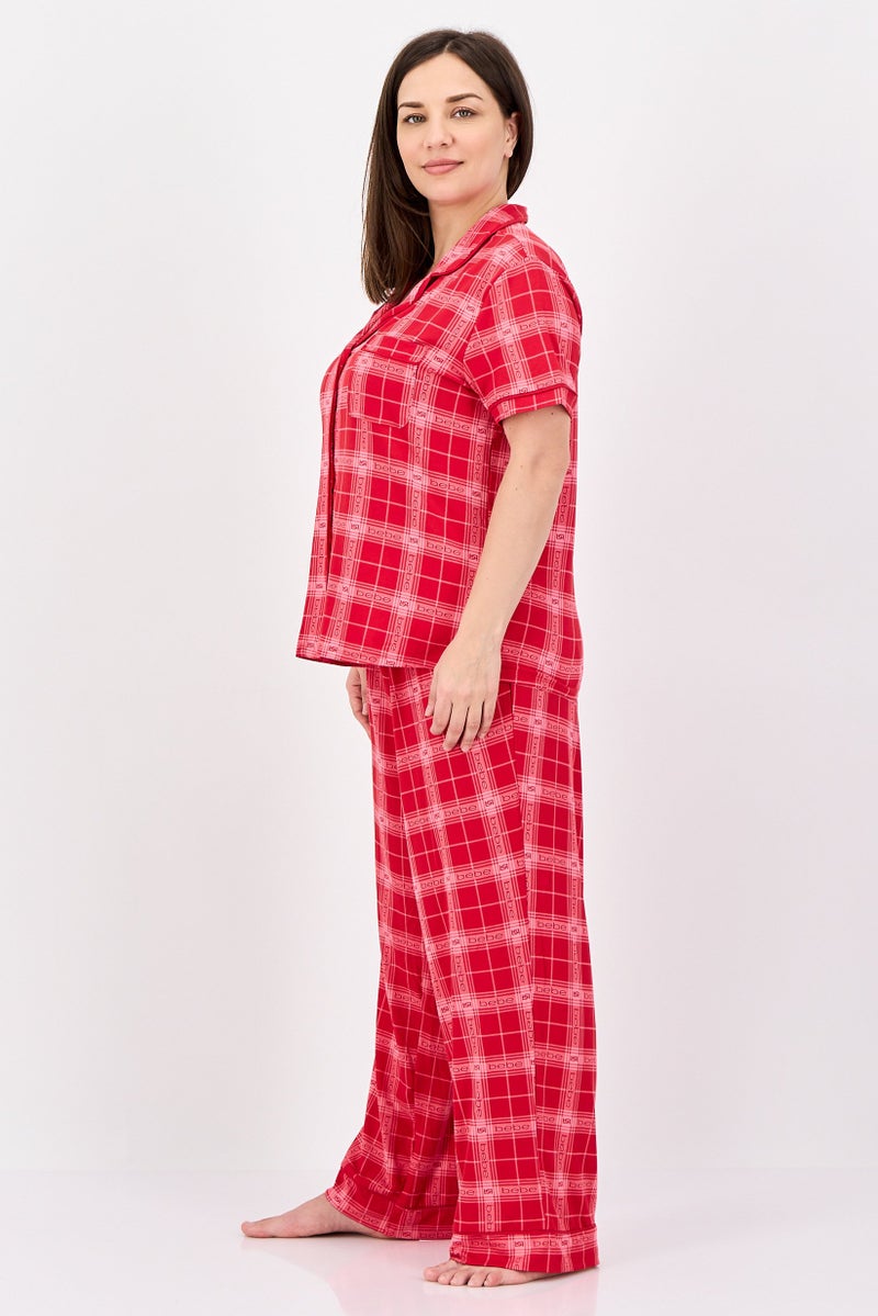 bebe Women 2 Pieces Sleepwear Pyjama Top and Pants Set, Multicolor - Image 3