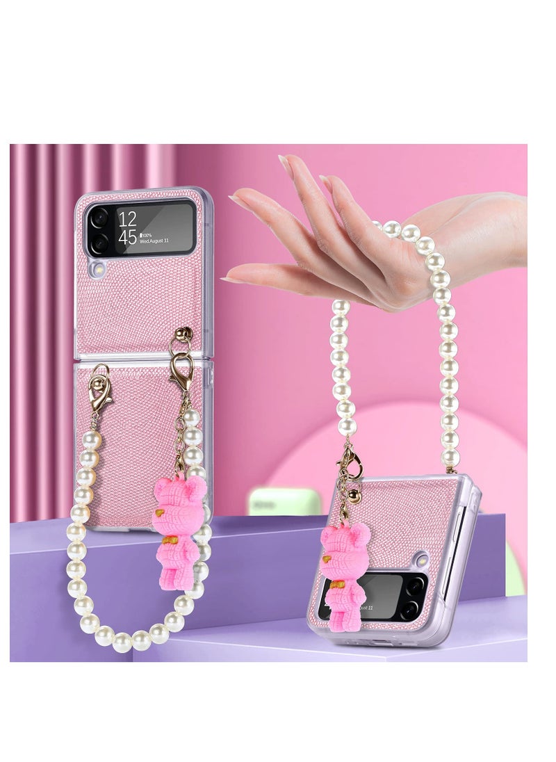 SYOSI - Case for Samsung Z Flip 4, Case Glitter with Pearl Bracelet Lanyard, Protective Cases Cover for Samsung Galaxy Z Flip4 - Image 1