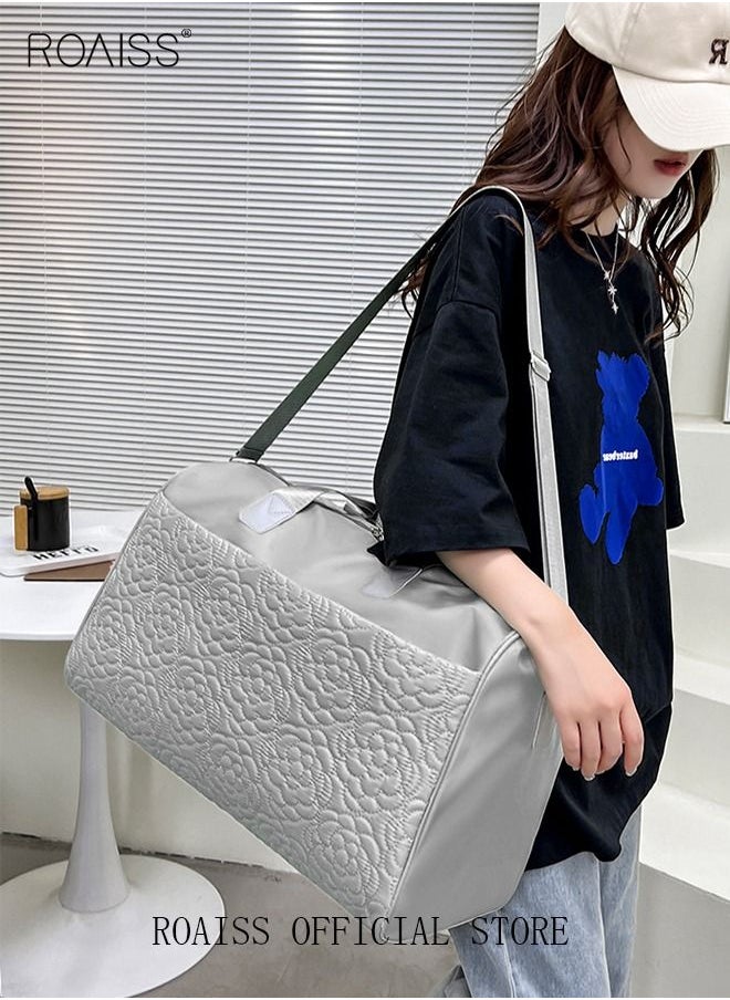roaiss Floral Travel Duffel Bag Large Capacity Lightweight Waterproof Oxford Fabric Multipurpose Shoulder Luggage Bag for Fitness Sports Training Trip for Unisex  - Image 2