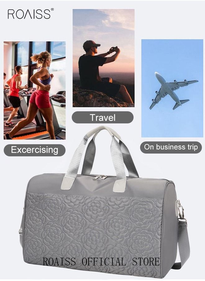 roaiss Floral Travel Duffel Bag Large Capacity Lightweight Waterproof Oxford Fabric Multipurpose Shoulder Luggage Bag for Fitness Sports Training Trip for Unisex  - Image 4