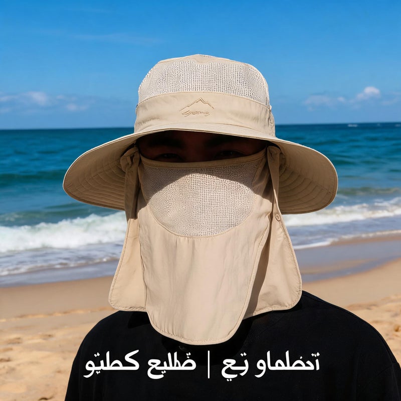 قبعة صياد للرجال والنساء قبعة شمسية سريعة الجفاف حماية من الأشعة فوق البنفسجية غطاء وجه للصيد تنفس كامل التغطية - Image 3
