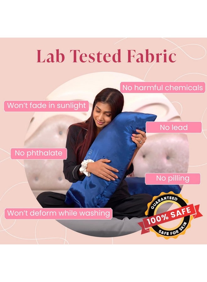 Silvr Bear Luxury Solid Satin Pillow Covers + 3 Scrunchies | Aesthetic Pillowcase-Standard - 18 X 27 Inches | Great For Hair And Skin | Combo Pack (Navy Blue, Luxe Satin) 250, 5 Piece - Image 4